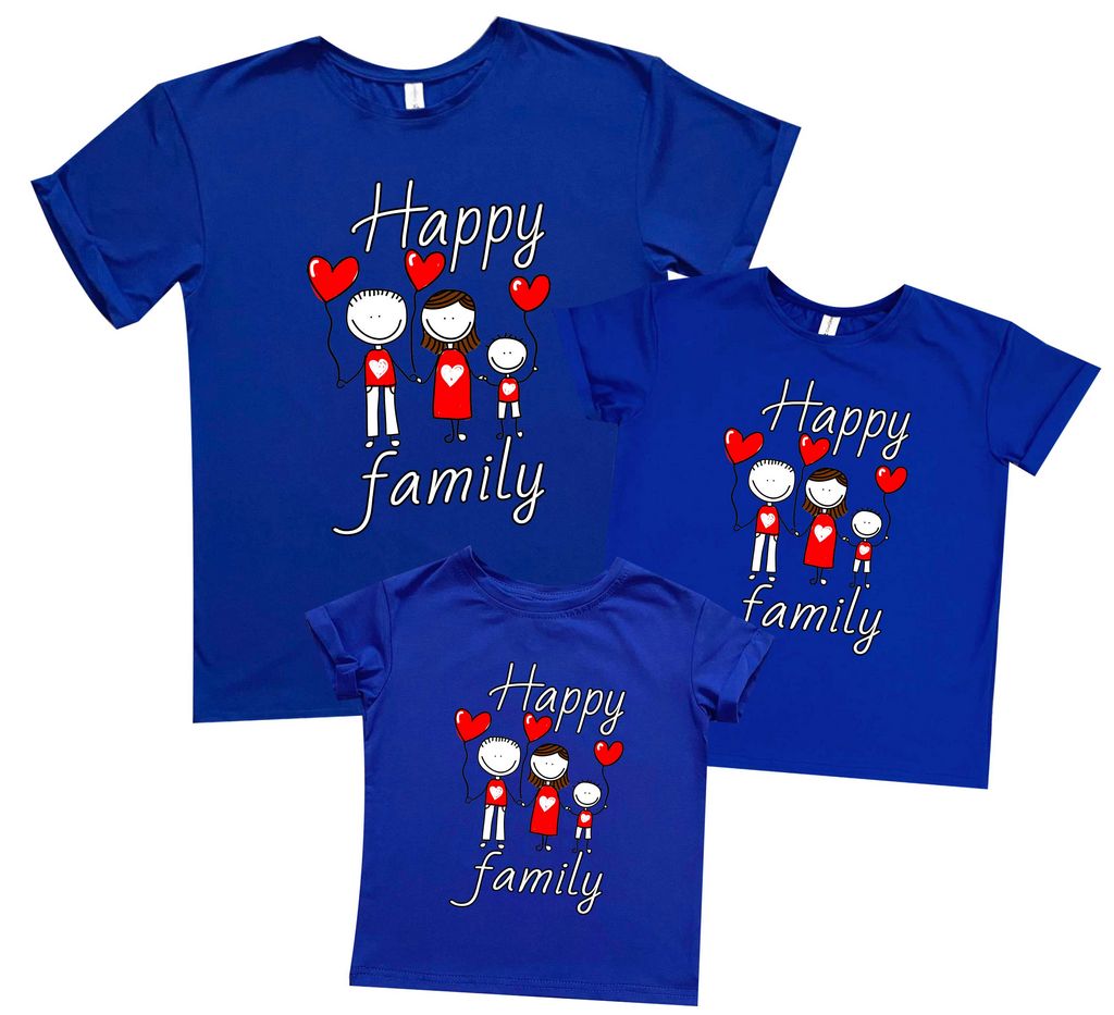 Комплект семейных футболок Boyfriend "Happy family-человечки" от магазина Спиногрыз