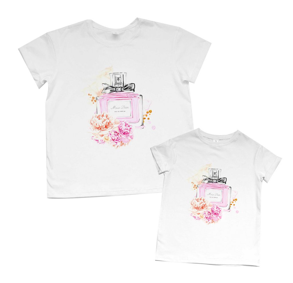 Комплект футболок мама-дочка Boyfriend "Духи мисс диор" от магазина Спиногрыз