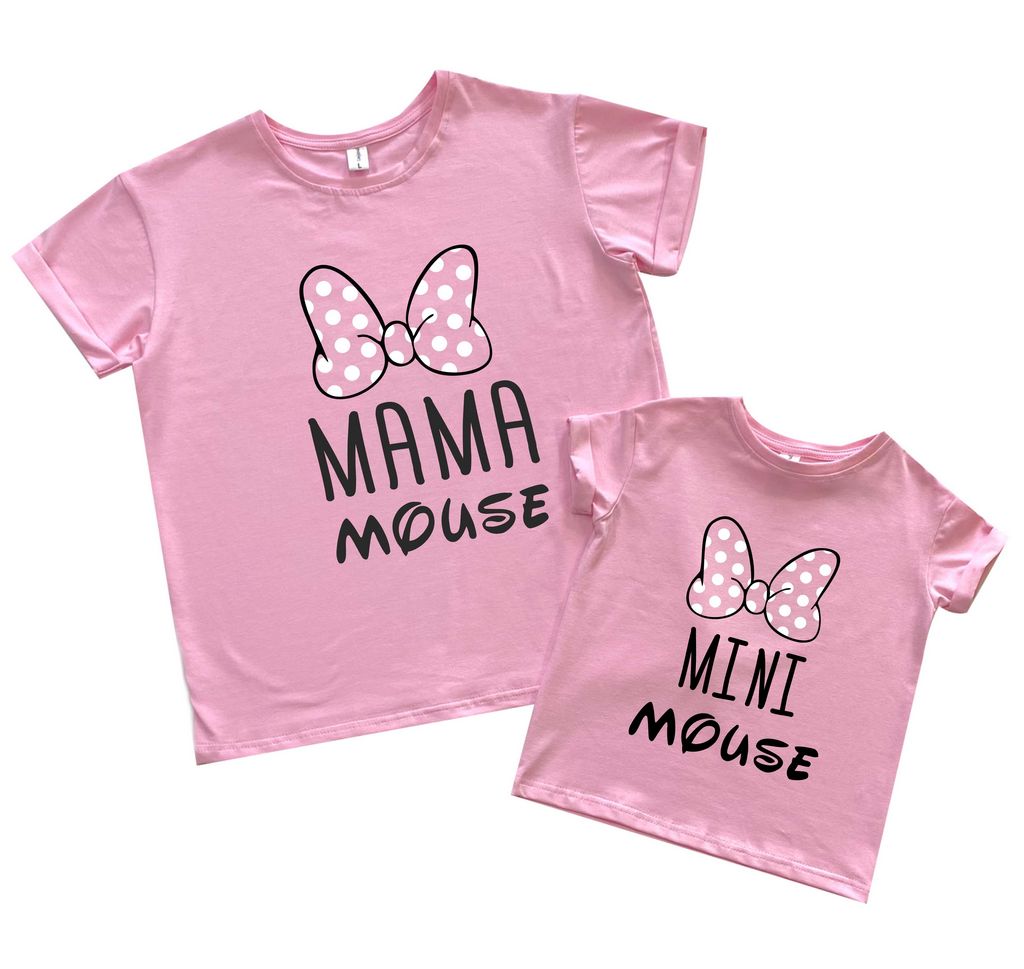 Комплект футболок Boyfriend мама-дочка "mama mouse, mini mouse" от магазина Спиногрыз
