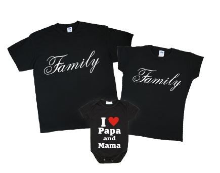 Набор семейных футболок с бодиком "Family" от магазина Спиногрыз