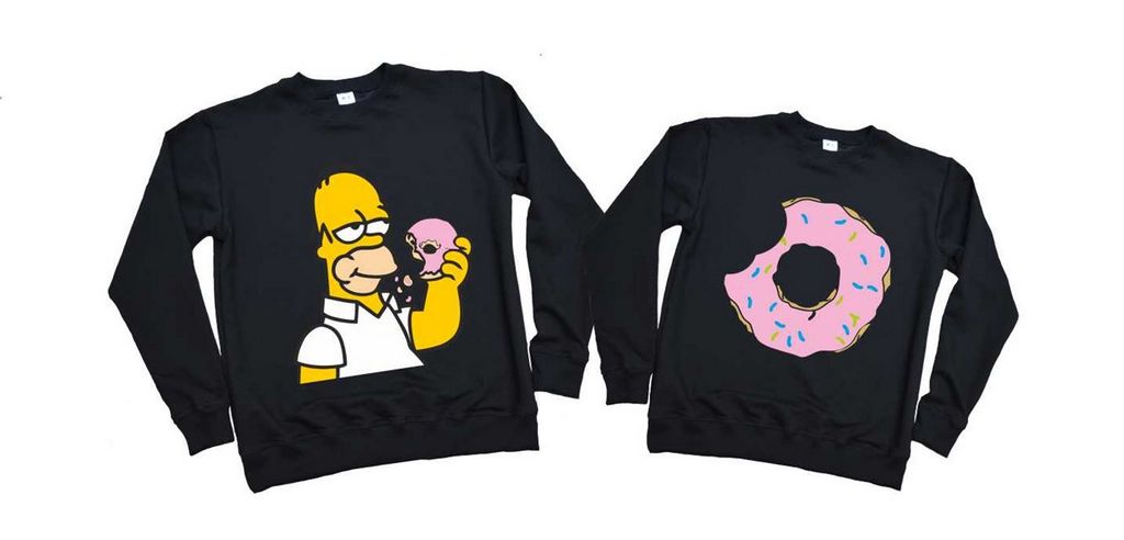 Парные свитшоты "Гомер и пончик" от магазина Спиногрыз