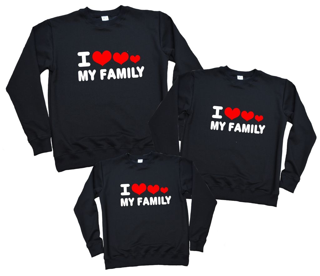Комплект семейных свитшотов"I love my family-три сердечка" от магазина Спиногрыз