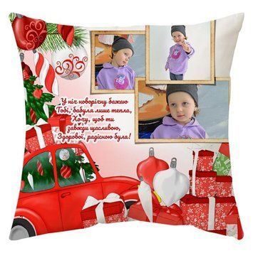 Мини-Подушка "В ночь новогоднюю... автомобиль красный" 85354 фото