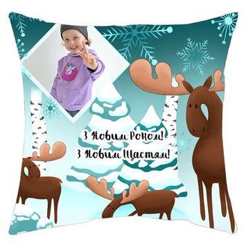 Мини-Подушка "С новым годом, с новым счастьем-олены в лесу" 85360 фото