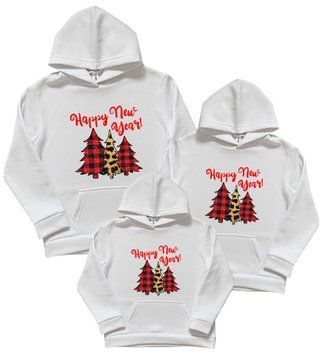 Комплект сімейних толстовок "Happy New Year ялинки в текстурі" 85807 фото