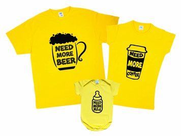 Комплект сімейних футболок з бодіком "Milk, beer, coffee" 49669 фото