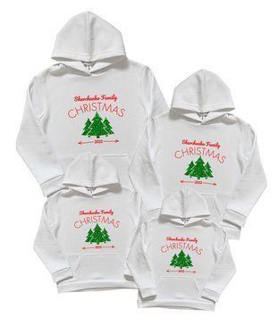 Комплект сімейних толстовок "Family Christmas три ялинки глітерні" 85857 фото
