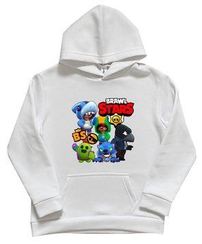 Толстовка з кишенею біла "Brawl stars всі герої" 83901 фото