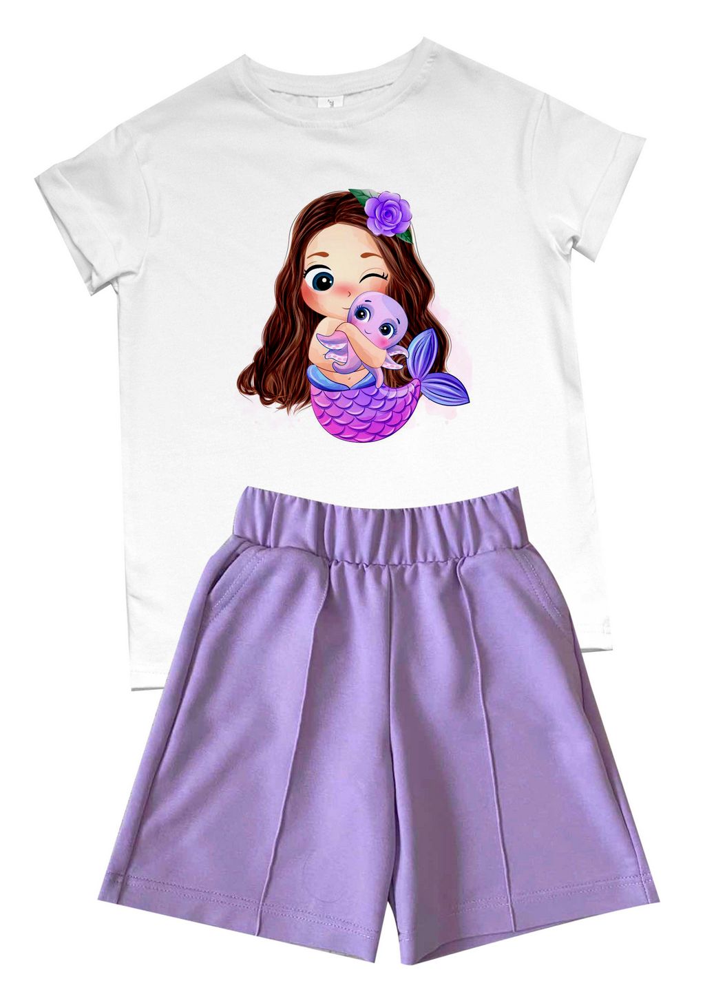 Комплект футболка и шорты "Русалка с осьминогом" от магазина Спиногрыз