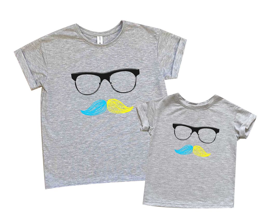 Комплект футболок папа-сын "усы очки" от магазина Спиногрыз