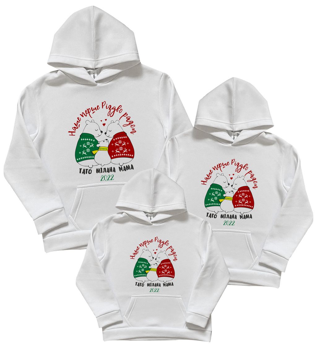 Комплект семейных толстовок "Наше перше Різдво разом-три ведмеді" от магазина Спиногрыз