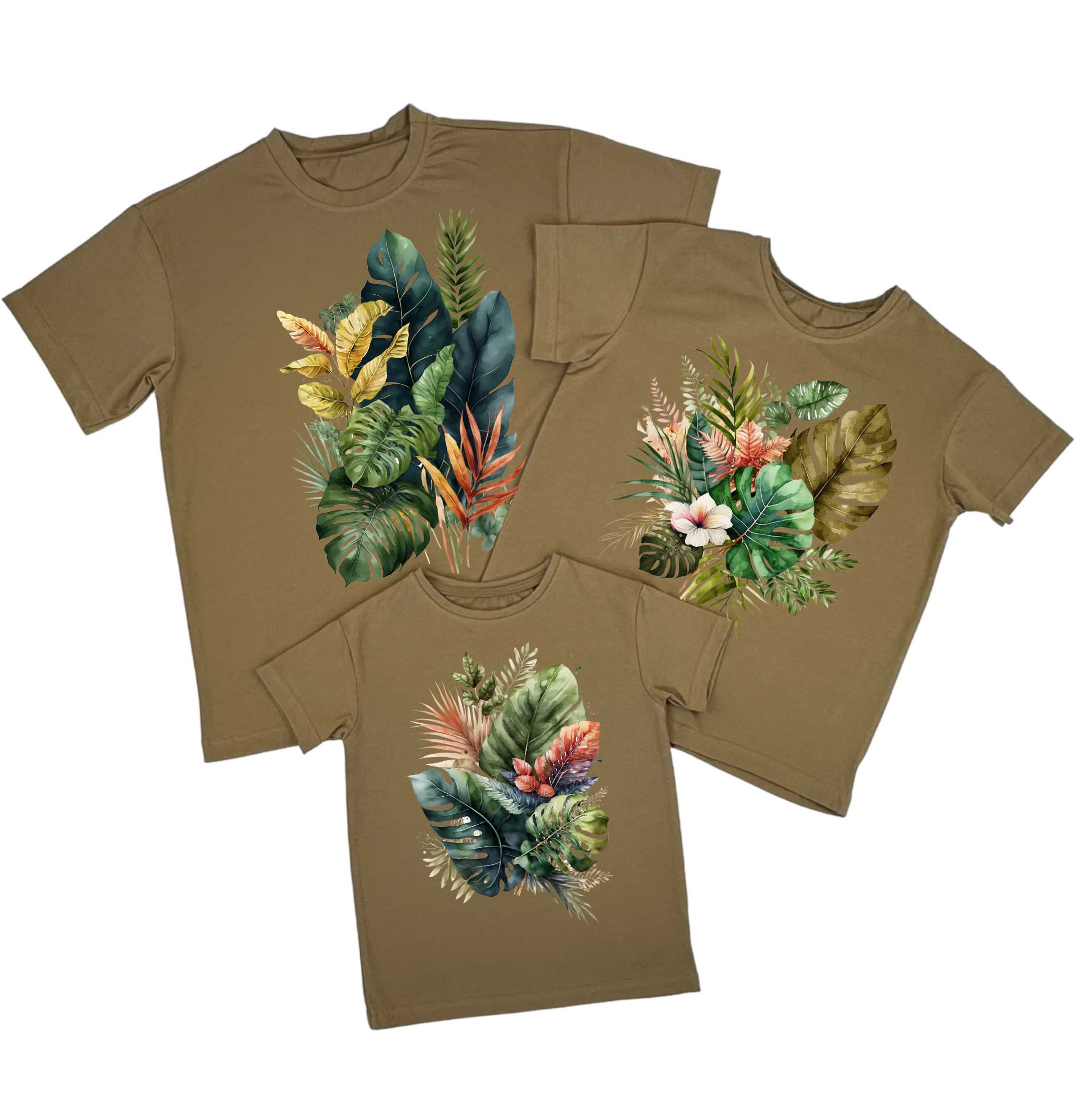 Комплект сімейних футболок "Листя" от магазина Спиногрыз