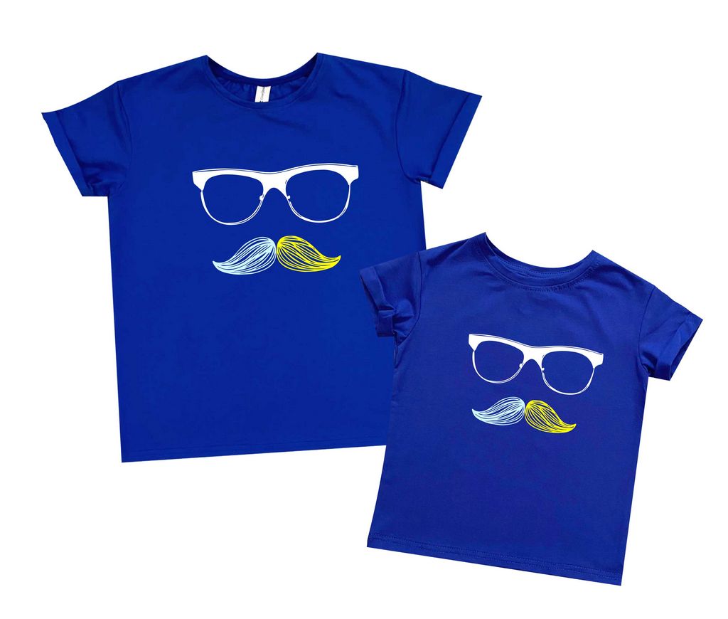 Комплект футболок папа-сын "усы очки" от магазина Спиногрыз