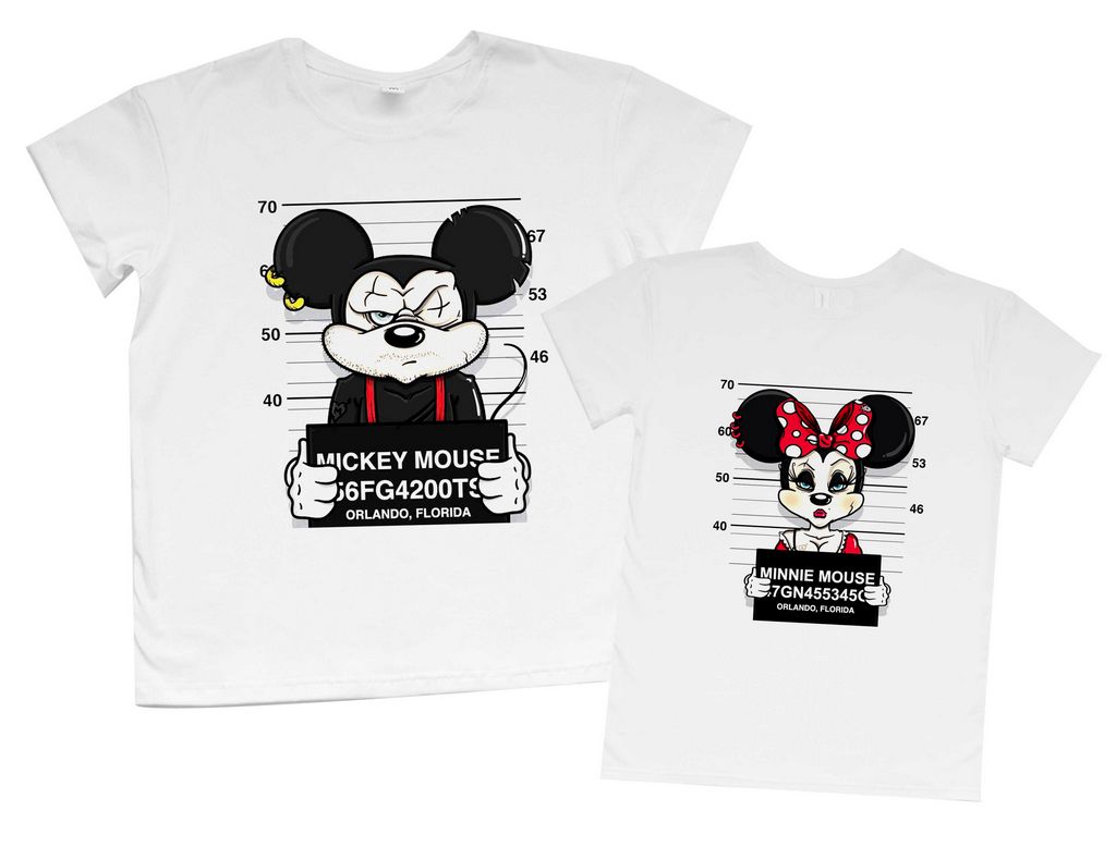 Парные футболки boyfriend "Микки и минни под арестом" от магазина Спиногрыз