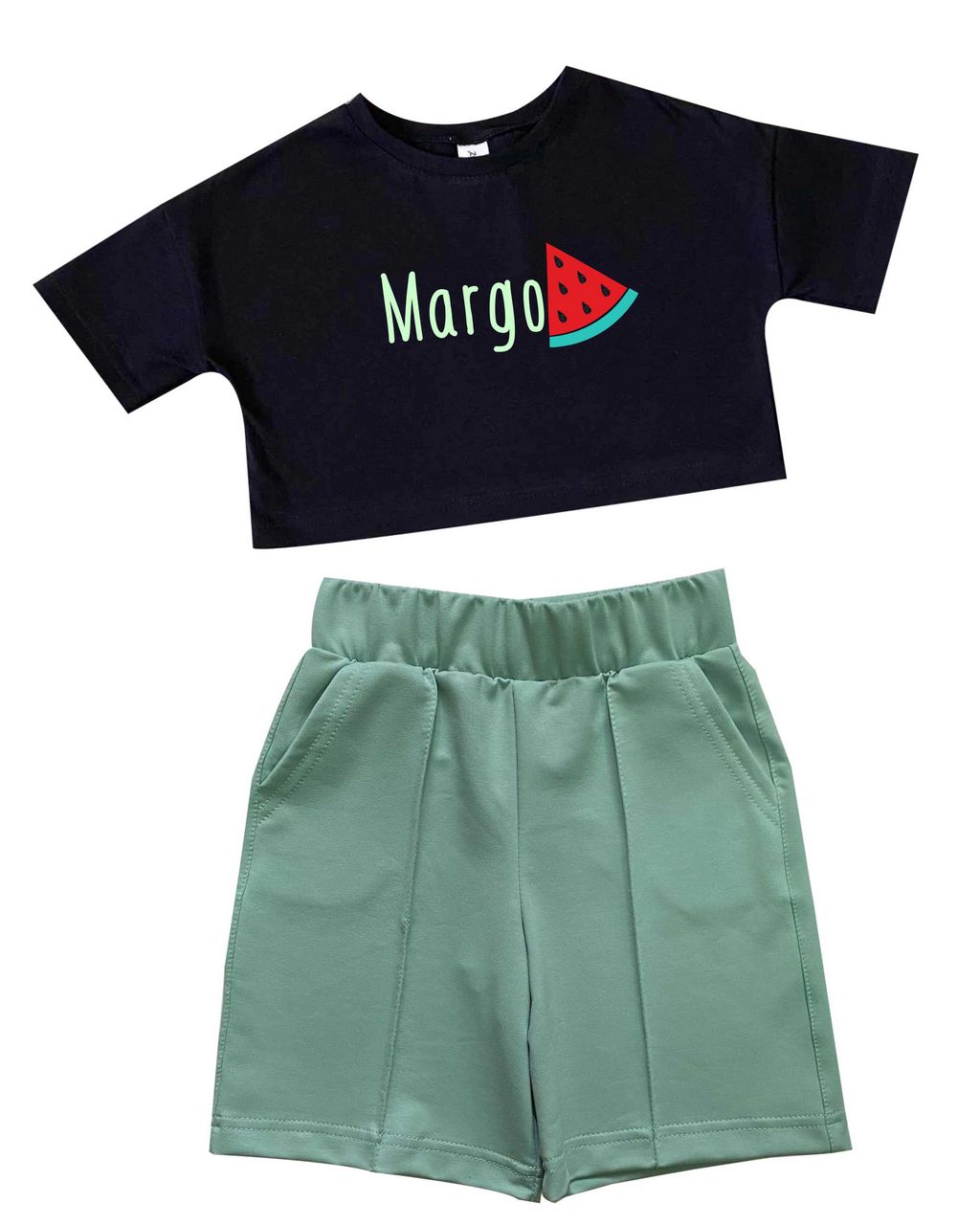 Комплект топик и шорты "Арбузик именной" от магазина Спиногрыз