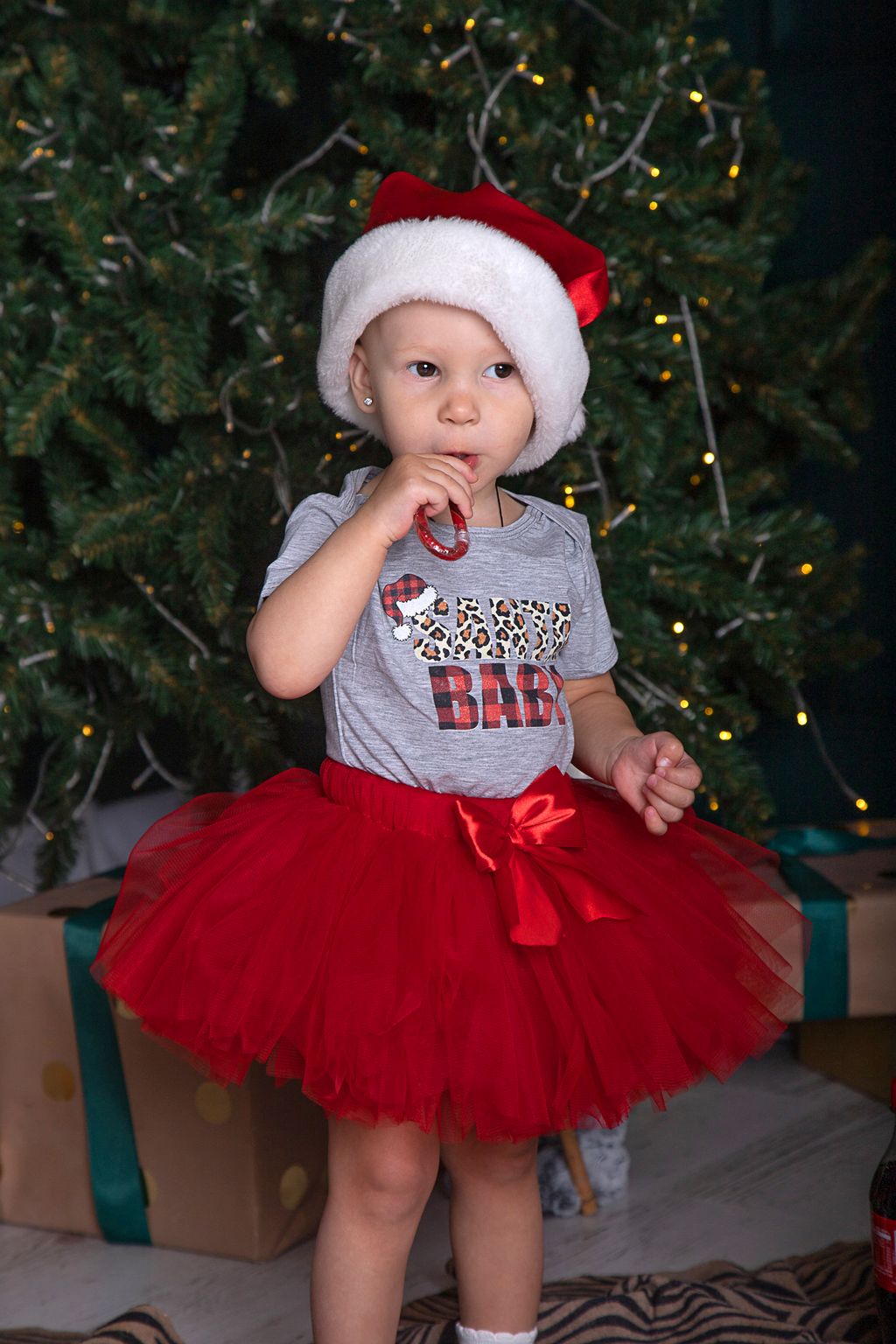 Комплект боди короткий рукав + юбка-пачка "Santa baby" от магазина Спиногрыз